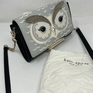 Kate Spade Owl Arctic Friends Limited Edition Crossbody Chain Wallet Leather Bag